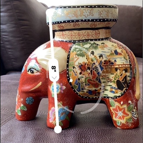 Vintage Japanese porcelain handpainted elephant plant display - Picture 8 of 10